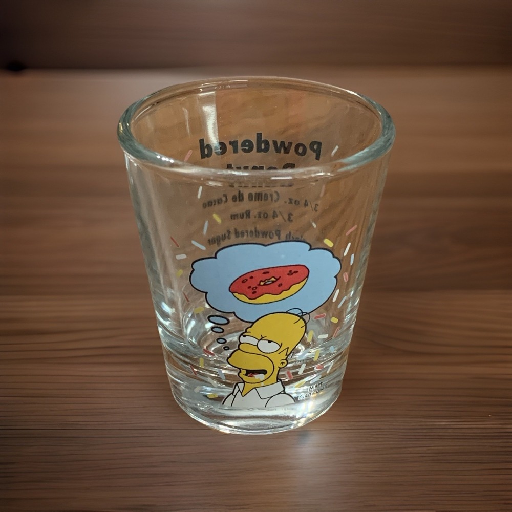 2007 Simpson's Homer Simpson Powdered Donut Recipe Shot Glass